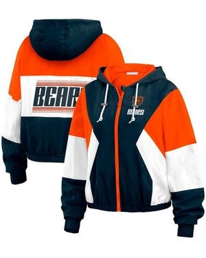 WEAR by Erin Andrews Chicago Bears Plus Size Color Block Full-zip Windbreaker Jacket - Blue