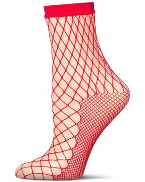 Memoi Nothing But Net Fishnet Anklet Socks - Orange