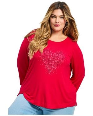 Avenue Plus Size Love Heart Top - Red