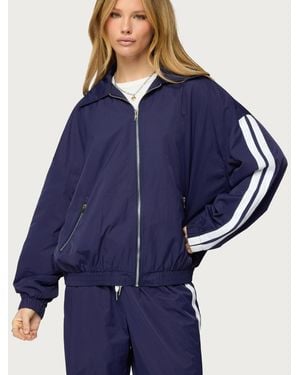 Edikted Kieran Stripey Nylon Track Jacket - Blue