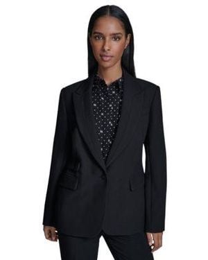 KARL LAGERFELD Notched Lapel One Button Blazer - Black
