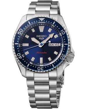 Seiko 5 Sports Silver Stainless Steel Bracelet Watch - Gray