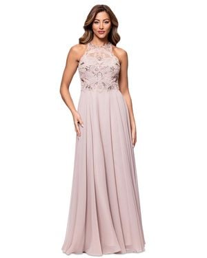 Xscape Petite Beaded Sleeveless High-neck Gown - Purple