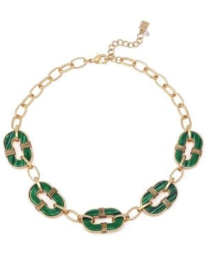 Robert Lee Morris Malachite Link Reversible Bib Necklace - Metallic