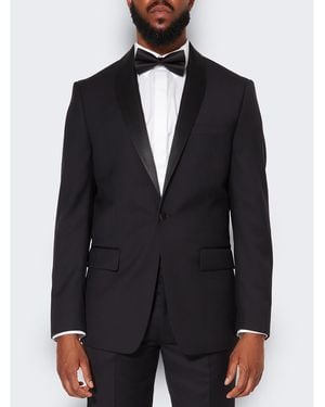 9tofive Men S Black Wool Tuxedo Jacket - Blue