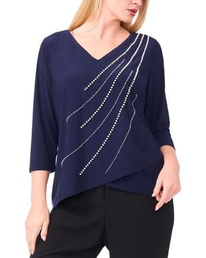Msk Plus Size V-neck Tulip Hem Top - Blue