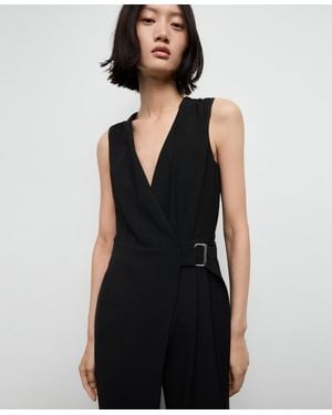 Mango Belt Wrap Jumpsuit - Black