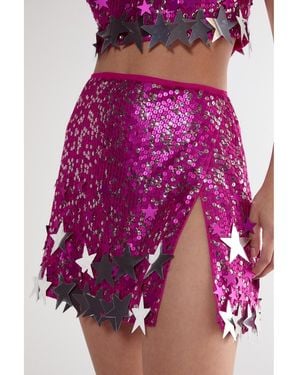 Nasty Gal Limited Embellished Star Trim Mini Skirt - Purple