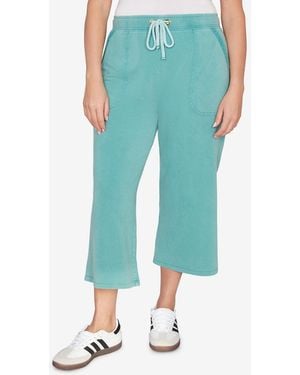 Ruby Rd. Plus Size Snow Washed French Terry Pull On Capri Pants - Blue
