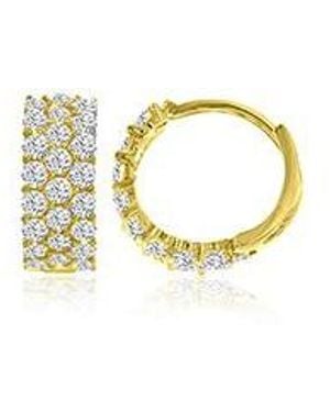 Macy's Cubic Zirconia Snap Bar Hoop Earrings - Black