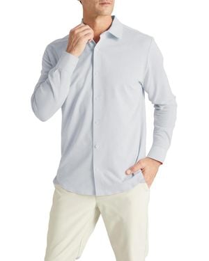 Level 7 Office-leisure Collection Dry Tech Oxford Seamless Long Sleeve Shirt - Blue