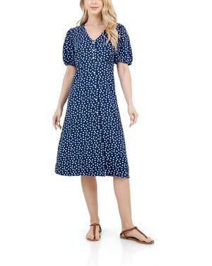 Fever V-neck Empire Waist Midi Dress - Blue