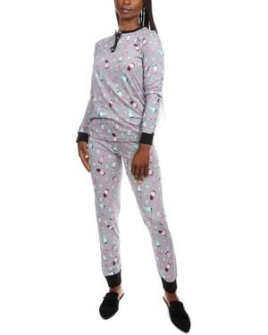 Memoi Holiday Gnomes Cotton Blend 2 Piece Pajama Set - Gray