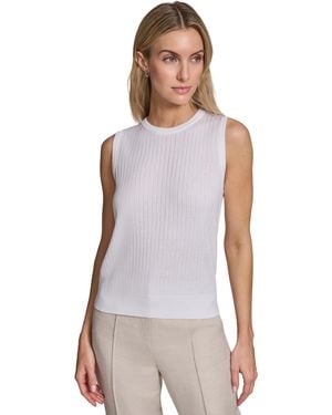 Calvin Klein Sleeveless Crewneck Knit Sweater - White