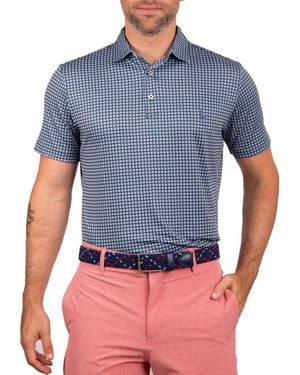 Tailorbyrd Square Geo Performance Polo - Blue