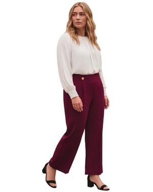 Avenue Plus Size Cool Hand Wide-leg High-rise Side-zip Pants - Red