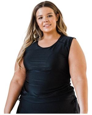 Calypsa Plus Size Closed Back Maya Swim Top - Black