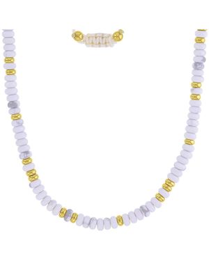 Roxy Waterproof Yellow Beads Labradorite Adjustable Necklace - White