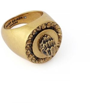 Kurt Geiger Glass Crystal -tone Mansion Metal Eagle Signet Ring - Metallic