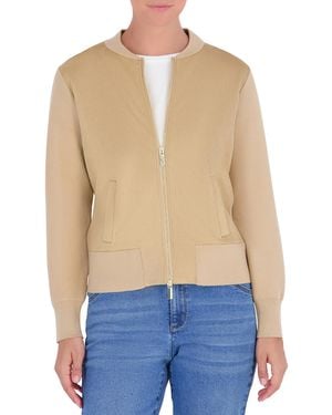 Jones New York Collared Faux-suede Bomber Jacket - Blue