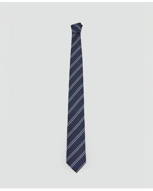 Mango Microstructure Striped Tie - Blue
