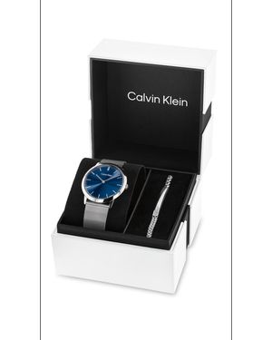 Calvin Klein Quartz Exceptional Stainless Steel Mesh Watch 37.5mm - Blue