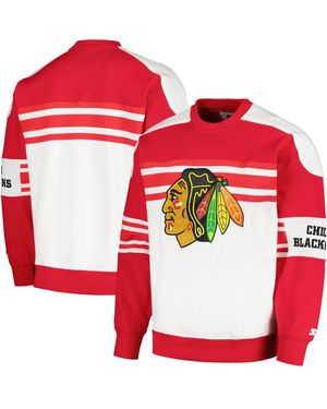 Starter Chicago Blackhawks Defense Fleece Crewneck Pullover Sweatshirt - Red