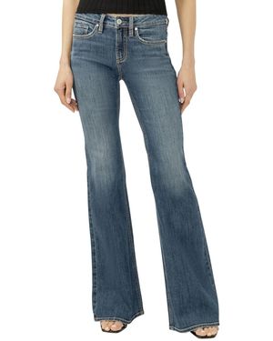 Silver Jeans Co. Suki Mid Rise Flare Luxe Stretch Jeans - Blue