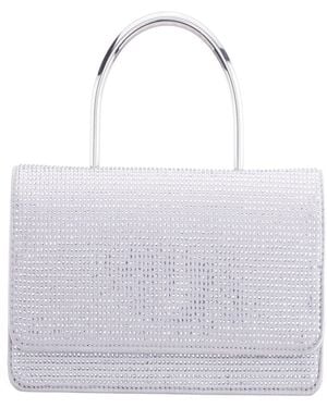 Nina Elongated Crystal Magnetic Snap Satchel Bag - White