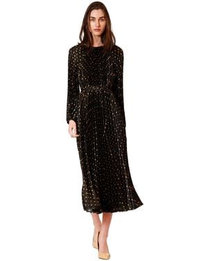 Julia Jordan Pleated Long-sleeve Waist Tie Maxi Dress - Black