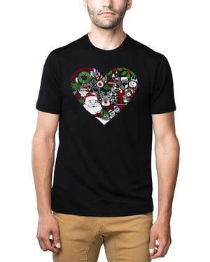 LA Pop Art Christmas Themed Heart Word Art T-shirt - Black