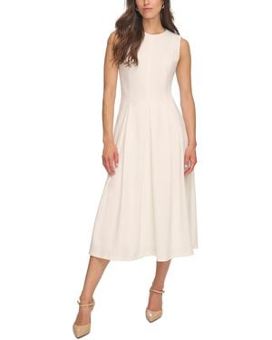 Calvin Klein Sleeveless Pleated Midi Dress - Natural