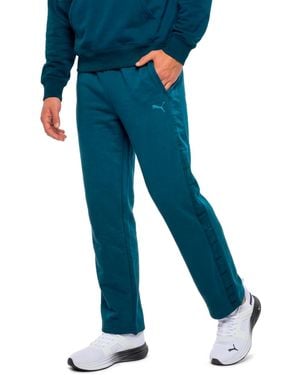 PUMA Tartan Wide-leg Solid Pants - Blue