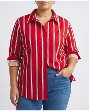 UNIVERSAL STANDARD Plus Size Artist Poplin Shirt - Red