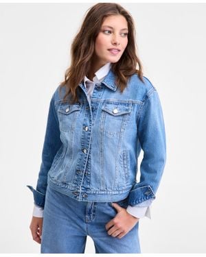 On 34th Cotton Denim Trucker Jacket - Blue
