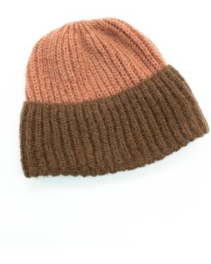 Portolano Colorblock Beanie Hat - Brown