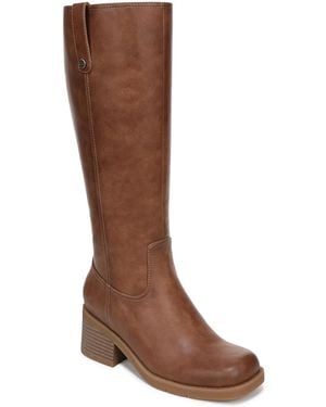 Dr. Scholls Joplin Square Toe Block Heel Riding Tall Boots - Brown