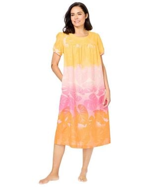 Only Neccessities Plus Size Only Necessities Short Print Shirred Lounger - Pink