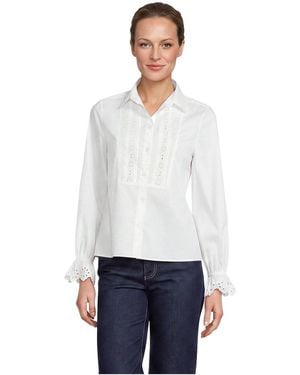 Lands' End Boxy Cropped Poplin Tuxedo Shirt - White