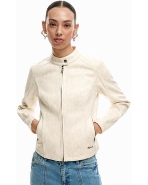 Desigual Mao Collar Jacket, Polyester - Natural