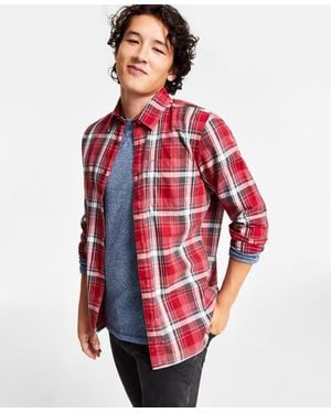 Sun & Stone Sun + Stone Diego Plaid Long-sleeve Shirt - Red