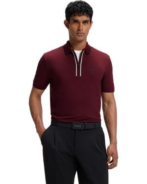 BOSS Boss By Stretch Cotton Slim-fit Polo Shirt - Red