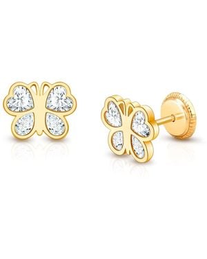 Tiny Blessings 14k Lovely Butterfly Studs Screw Back Earrings - Metallic