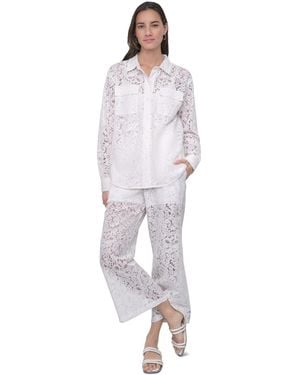 DKNY Lace Cropped Pants - White