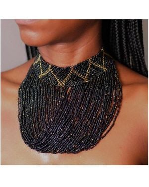 Kendi Amani Shani African Beaded Choker Necklace - Black