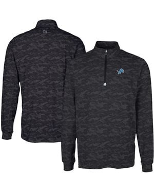 Cutter & Buck Detroit Lions Traverse Camo Print Stretch Quarter-zip Top - Blue