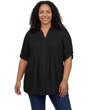 Woman Within Plus Size Within Rayon 7-day Pintucked Tunic Blouse - Black