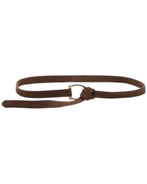 Mango Thin Suede Leather Belt - White