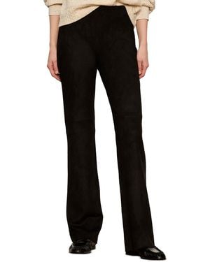 Sanctuary Petite Sashay Faux Suede Flared-leg Mid-rise leggings - Black