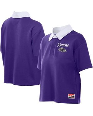 KTZ Baltimore Ravens Throwback Boxy Cropped Polo Shirt - Purple